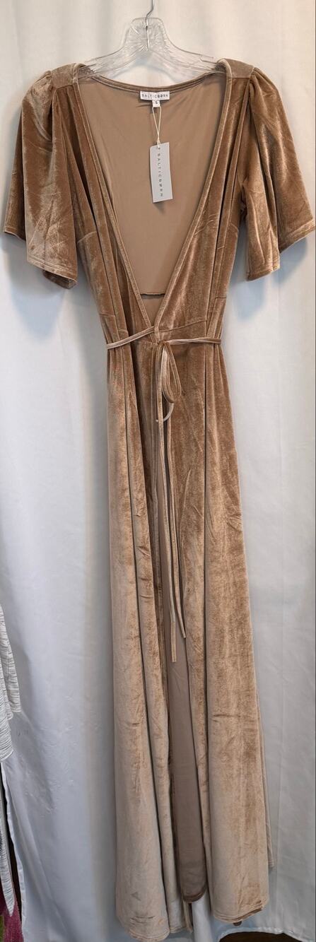Baltic Born Champagne Velvet Wrap Maxi Dress Small